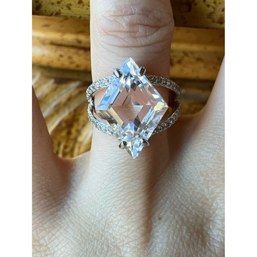 Natural Brazilian White Quartz Sterling Silver Cocktail Ring Size 6